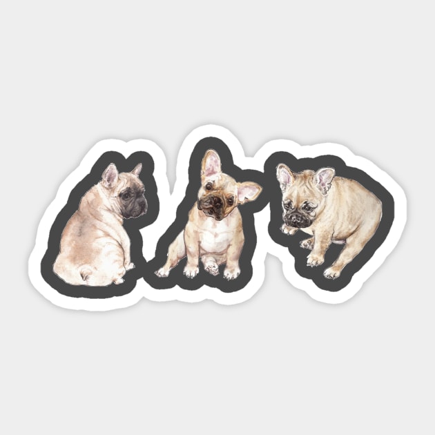 Frenchie Pups Sticker by wanderinglaur